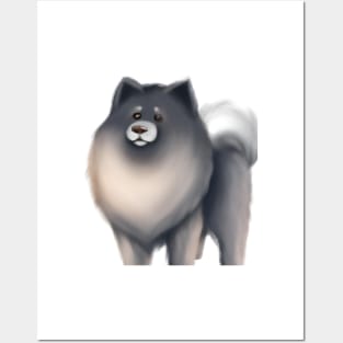 Cute Keeshond Drawing Posters and Art